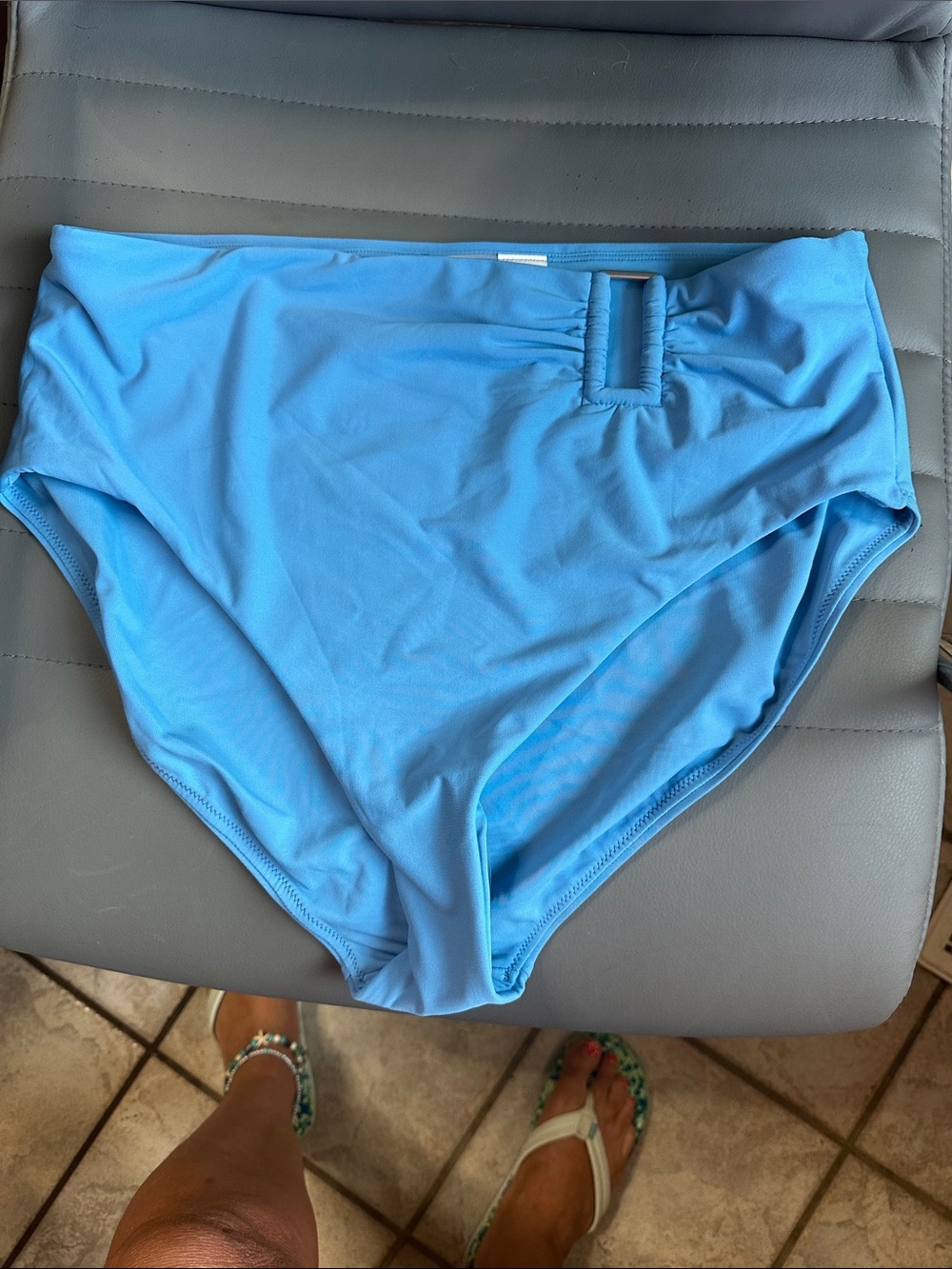 Women's Light Blue High-Waist Bikini Bottom by